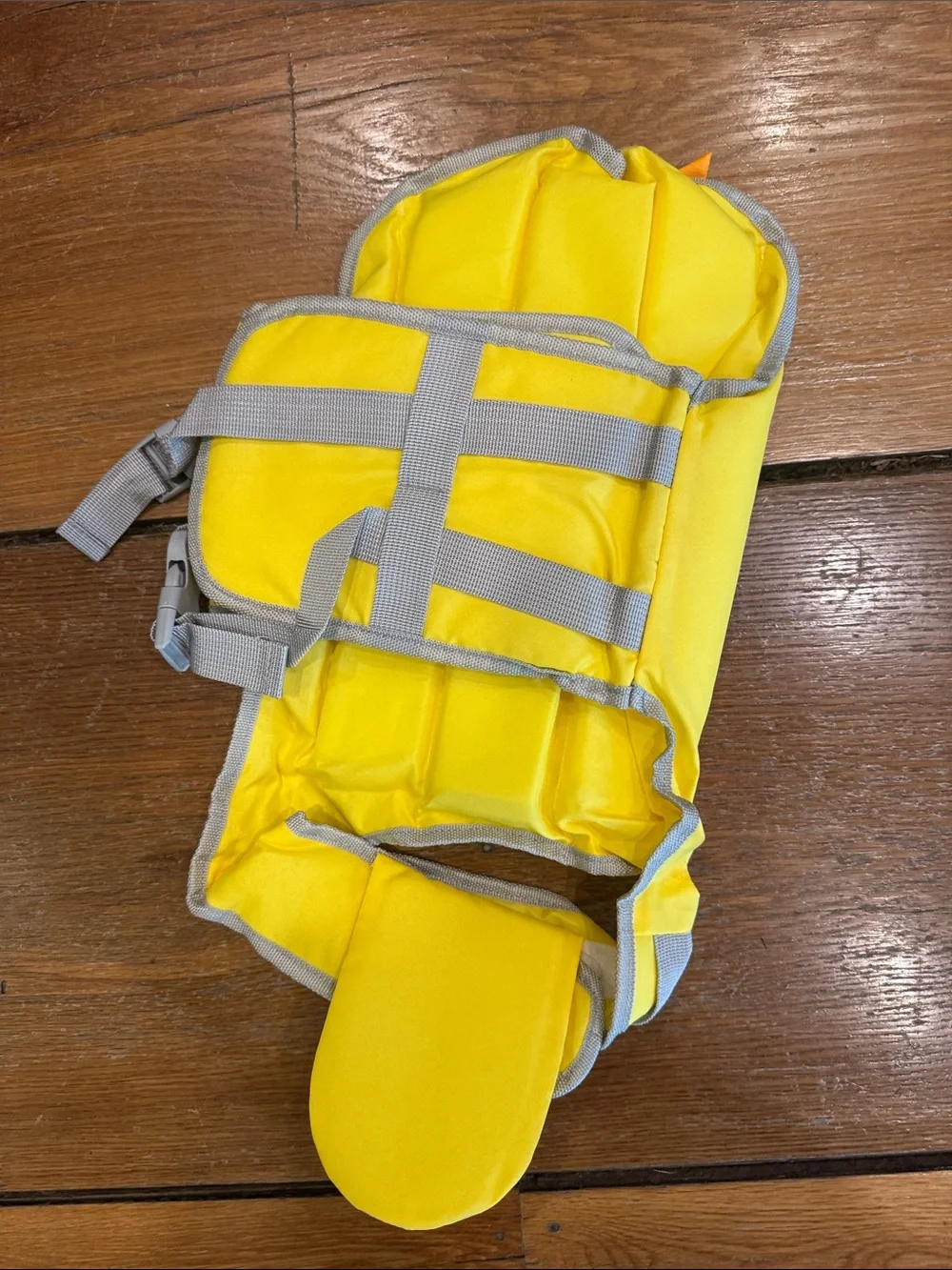 Amazon Yellow Dog Life Jacket with Gray Straps - never used. Showed up too late